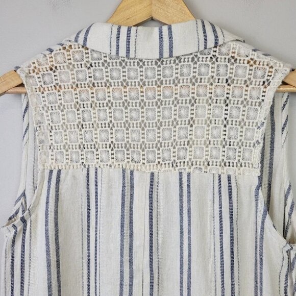ANTHROPOLOGIE Elevenses Minaret Vest Linen Crochet S - Picture 6 of 13